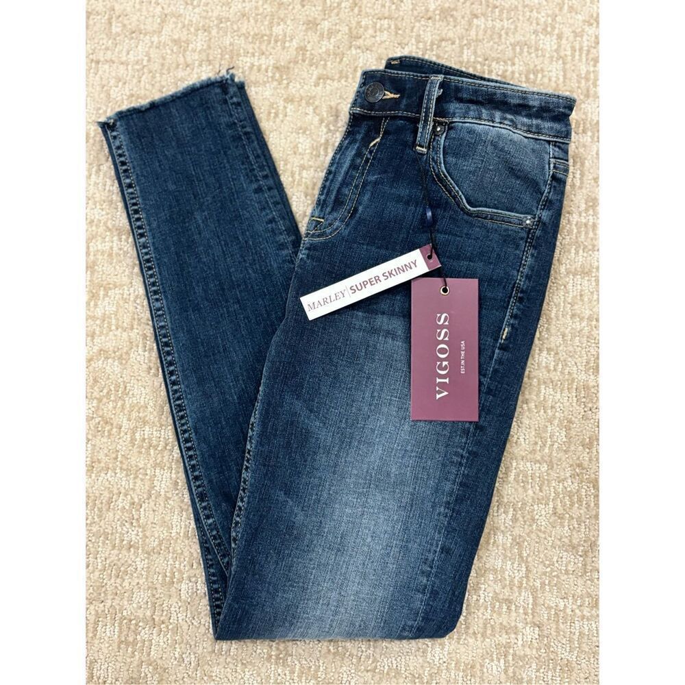 Vigoss Women's Marley Mid Rise Super Skinny Denim Jeans Blue Size 26x27 NWT
